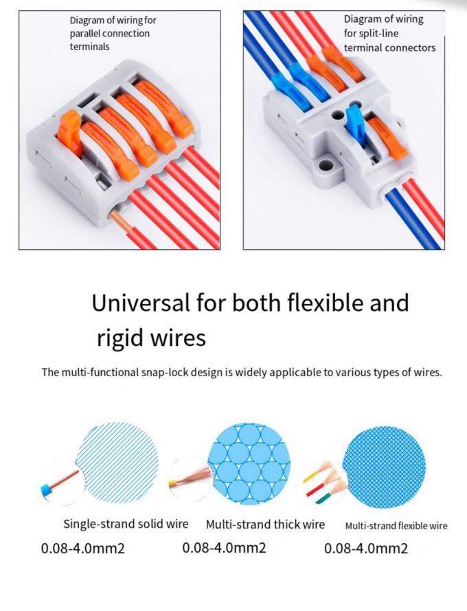 Szybkozłączka do oświetlenia LED 1-w-2-wyjścia, blok zaciskowy 2-w-4-wyjścia, rozdzielacz przewodów 3-w-6-wyjść, skrzynka zaciskowa do użytku zewnętrznego 4