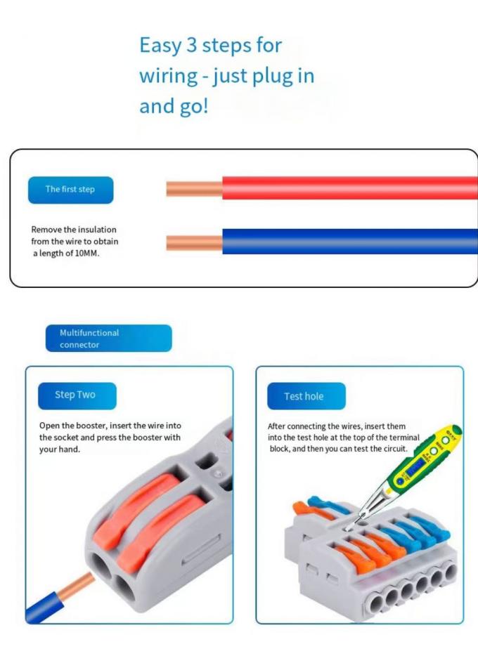 Szybkozłączka do oświetlenia LED 1-w-2-wyjścia, blok zaciskowy 2-w-4-wyjścia, rozdzielacz przewodów 3-w-6-wyjść, skrzynka zaciskowa do użytku zewnętrznego 5