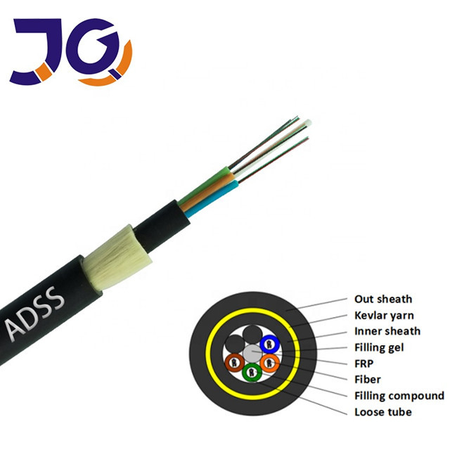 Niemetaliczny pojedynczy kabel światłowodowy ADSS 6/12/24/48/96 rdzeń 100/200m rozpiętość G652D