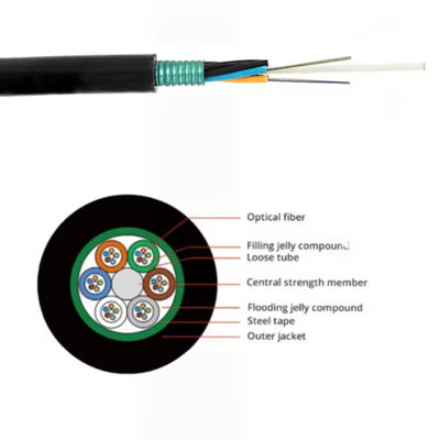 GYFTS zewnętrzny wiązany z pojedynczym trybem FRP Strength Member Steel Tape Armoured Fiber Optic Cable