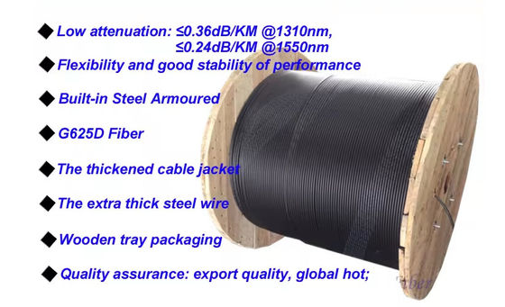 Jednorubowe kable optyczne z włókna stalowego GYXTW 24 rdzenia Kable komunikacyjne jednowarunkowe