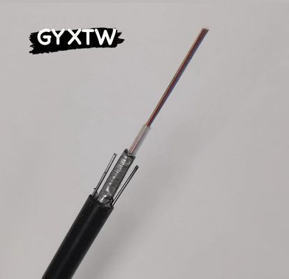 Kabel optyczny z włókna powietrznego GYXTW 4-24 Rdzenie jednowarstwowe G652D 8.0mm Kabel OD do układania powietrznego z wytrzymałością 1 mm drutu stalowego