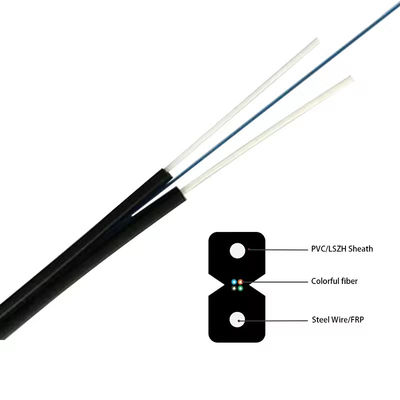 Czarny / biały drut stalowy lub włókno optyczne FRP DROP KABEL FTTH PLAT GJXH WNICZENY KABEL SKÓROWY