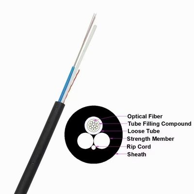 Dwa FRP Aerial 12 Core ASU 80 Drop Fiber Optic Cable GYFFY Outdoor FTTH Cable Cena fabryczna