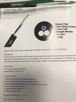 Mini ADSS 6-rdzeniowy 12-rdzeniowy antenowy kabel światłowodowy ASU G652D