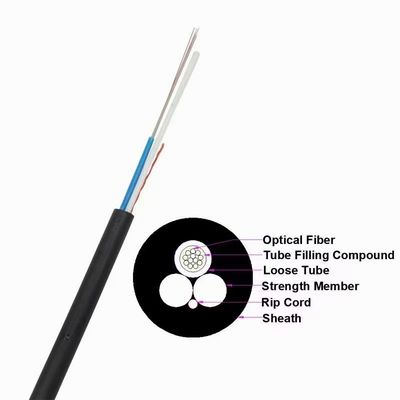 Dwa FRP Aerial 12 Core ASU 80 Drop Fiber Optic Cable GYFFY FTTH Outdoor